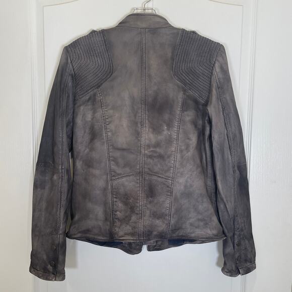 Free People Distressed Leather Jacket RARE The Originals Phoebe Tonkin Taupe 4 - Picture 9 of 11